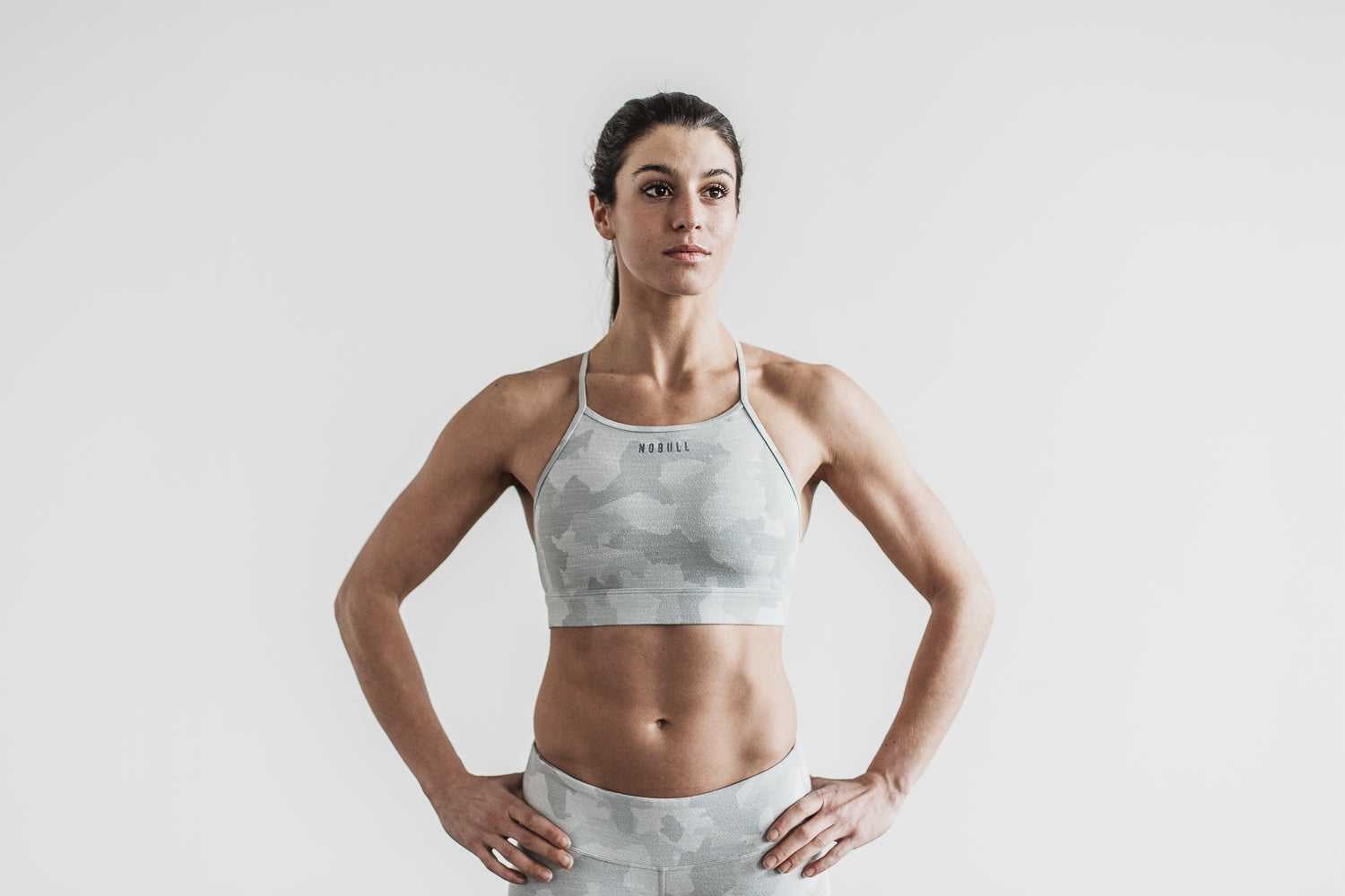 Nobull High-Neck Sports Bra (Melange) Sports Bras Glacier Camo | 0541-IMLRW