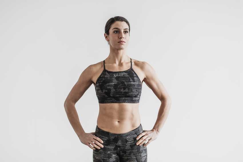 Nobull High-Neck Sports Bra (Melange) Sports Bras Dark Camo | 3905-ASJBC