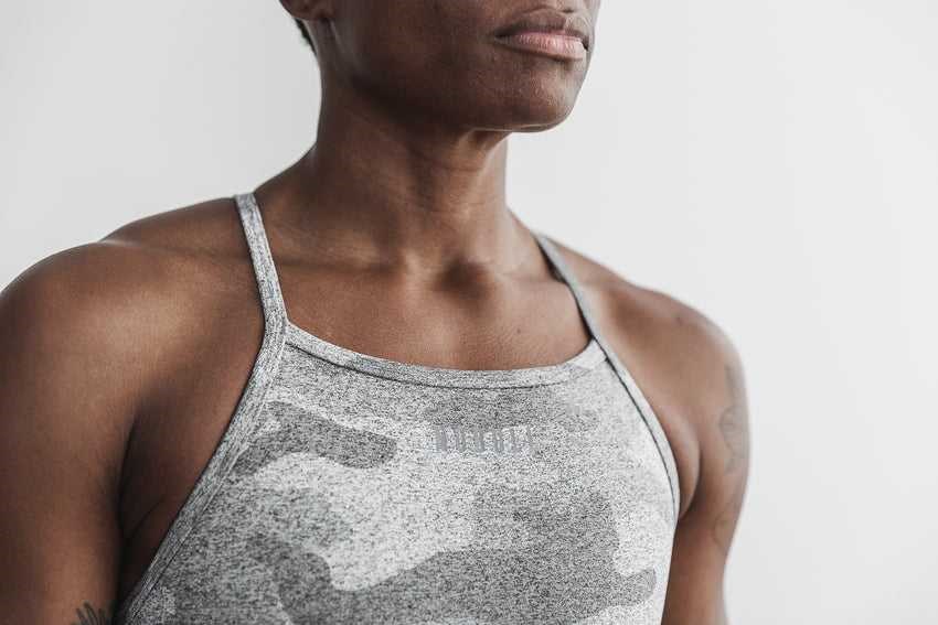 Nobull High-Neck Sports Bra (Plush Heather) Sports Bras White Camo | 3147-CVTFR