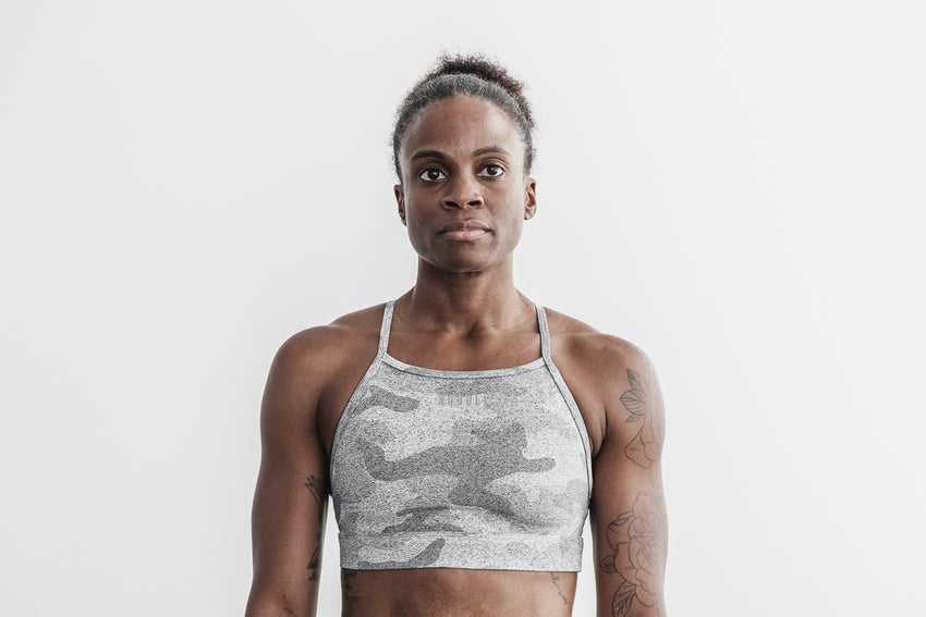 Nobull High-Neck Sports Bra (Plush Heather) Sports Bras White Camo | 3147-CVTFR