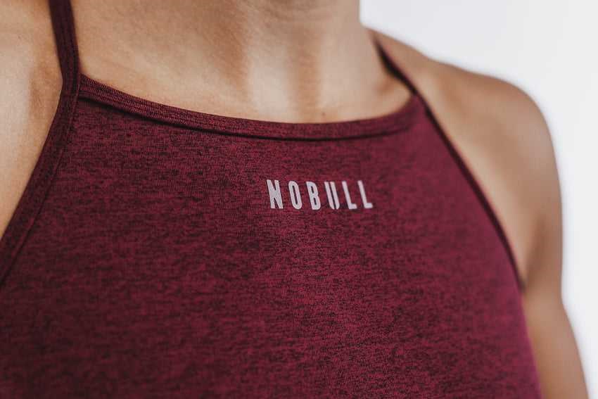 Nobull High-Neck Sports Bra (Plush Heather) Sports Bras Wine Heather | 6241-UYEXD