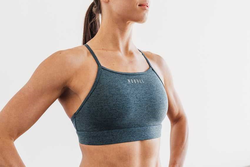 Nobull High-Neck Sports Bra (Plush Heather) Sports Bras Teal Heather | 7586-SXMUE