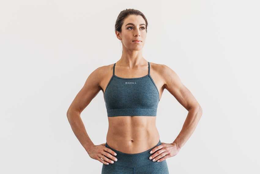 Nobull High-Neck Sports Bra (Plush Heather) Sports Bras Teal Heather | 7586-SXMUE