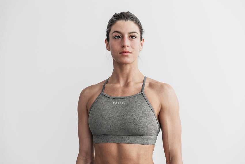 Nobull High-Neck Sports Bra (Plush Heather) Sports Bras Grey Heather | 9476-JVMFD