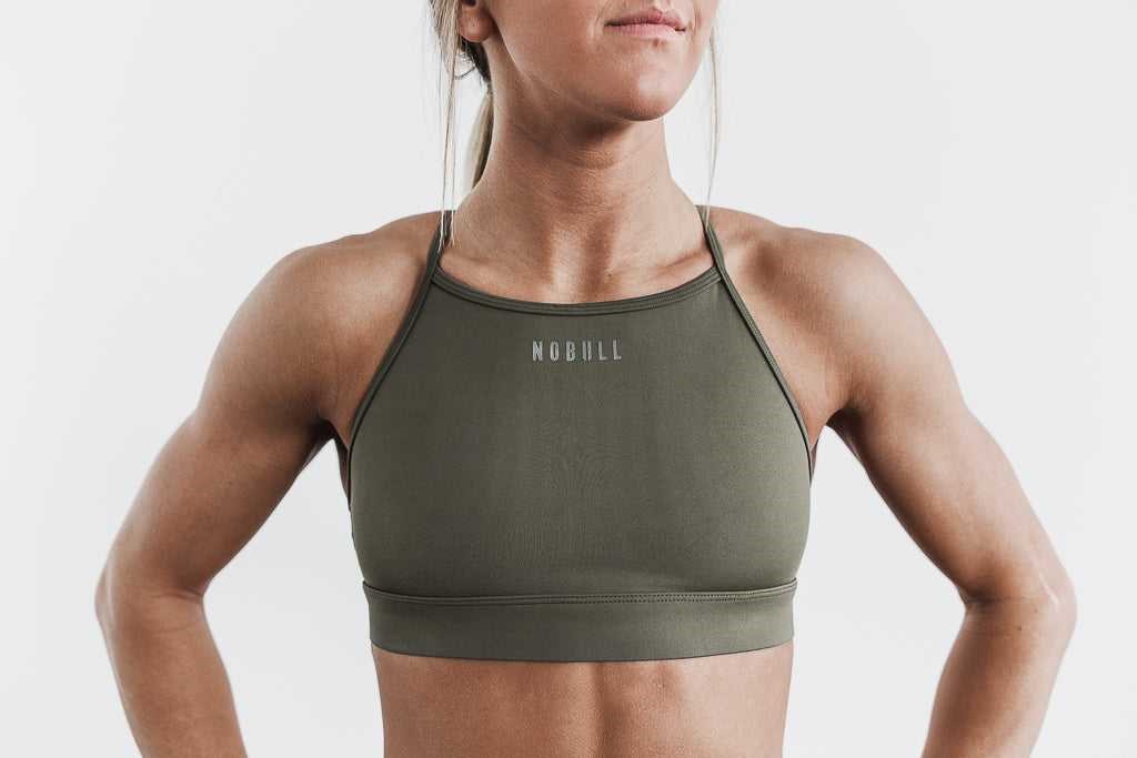 Nobull High-Neck Sports Bra Sports Bras Army Green | 9217-HZADJ