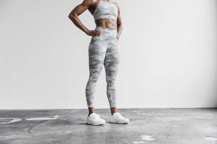 Nobull High-Rise 7/8 Tight (Plush Heather) Bottoms White Camo | 4513-IPBHM