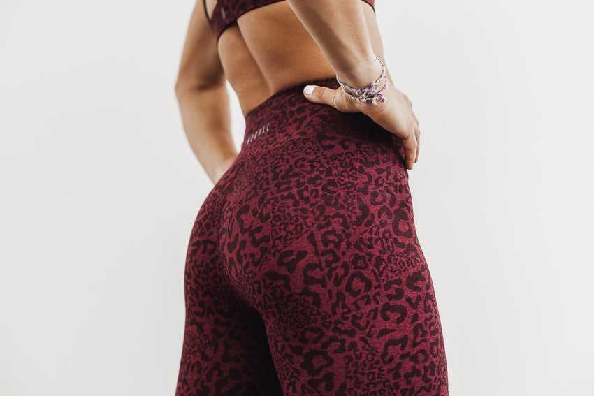 Nobull High-Rise 7/8 Tight (Plush Heather) Bottoms Wine Leopard | 5382-ZTJNS