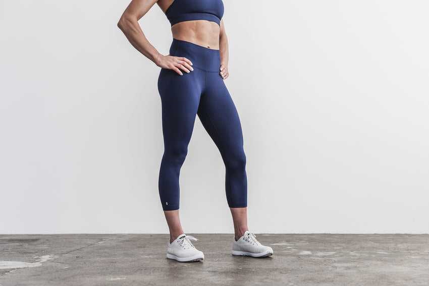 Nobull High-Rise Crop Bottoms Deep Navy | 4503-LZPWC