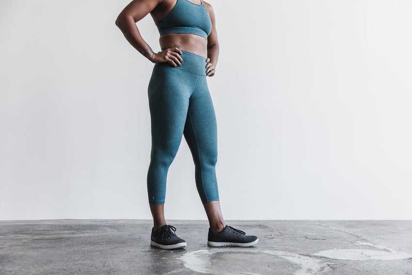 Nobull High-Rise Crop (Plush Heather) Bottoms Teal Heather | 4912-OLSAW