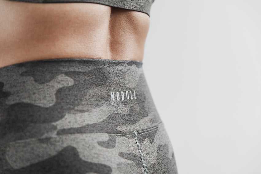 Nobull High-Rise Crop (Plush Heather) Bottoms Dark Fallen Rock Camo | 7253-PTYDZ