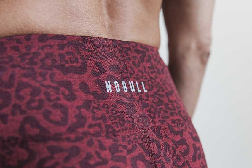 Nobull High-Rise Crop (Plush Heather) Bottoms Wine Leopard | 9745-MBLGY