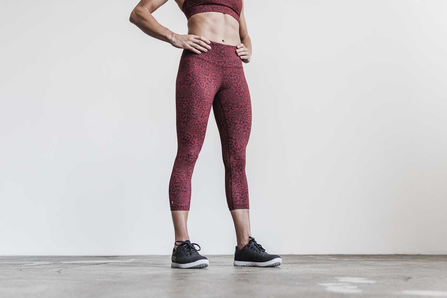 Nobull High-Rise Crop (Plush Heather) Bottoms Wine Leopard | 9745-MBLGY