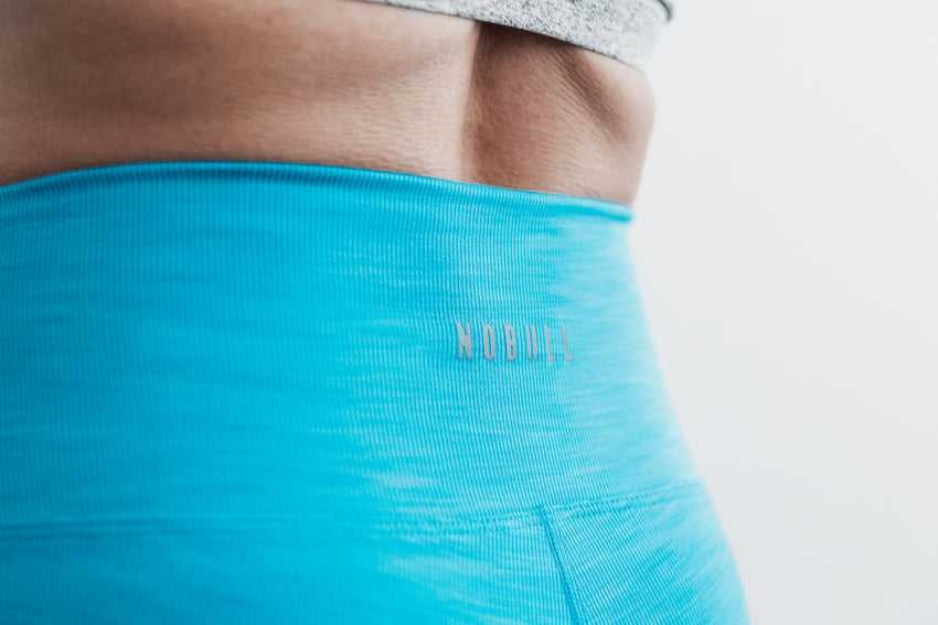 Nobull High-Rise Short 2 inches (Neon Ribbed) Bottoms Neon Blue | 9067-ANLTB