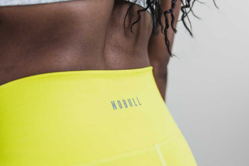 Nobull High-Rise Short 6 inches (Neon Ribbed) Bottoms Neon Yellow | 0123-TQDOP