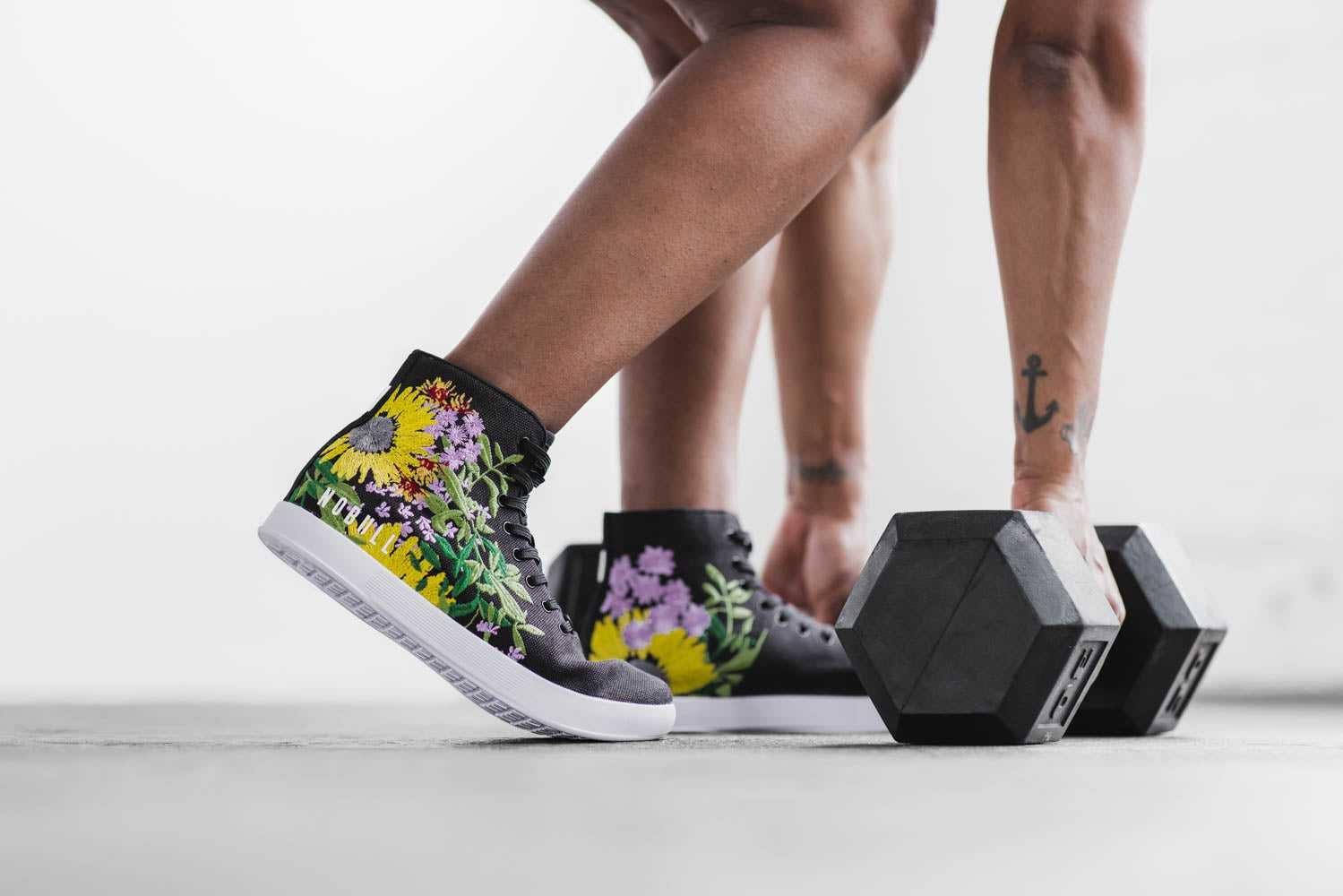 Nobull High-Top Canvas Trainer Canvas Black Superblossom | 2760-ADFVP