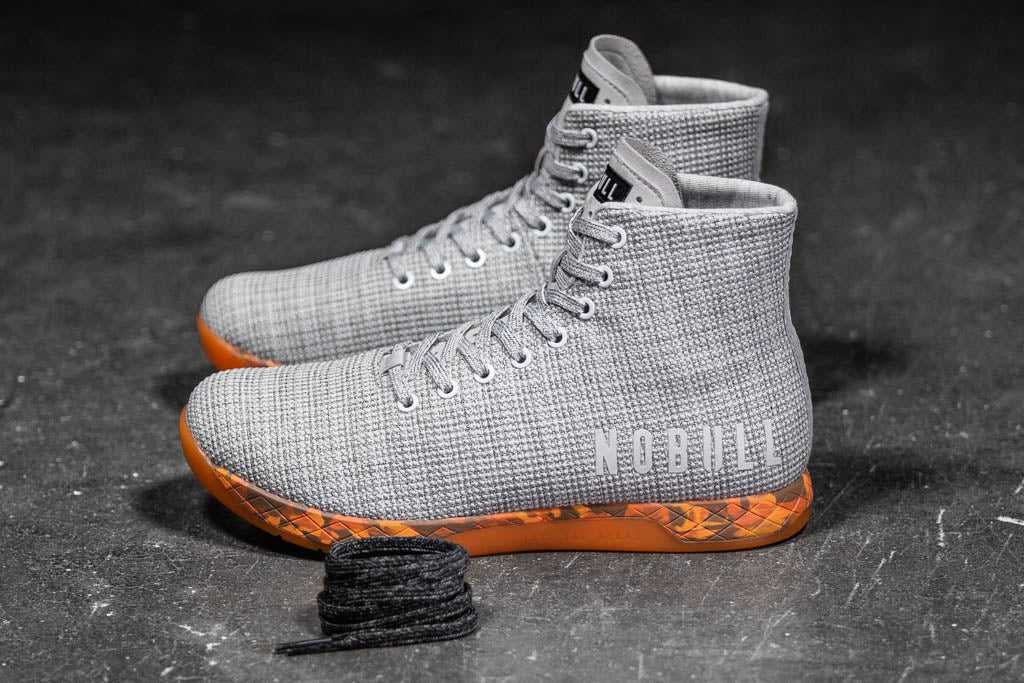 Nobull High-Top Trainer SuperFabric White Heather Orange | 8012-HZWCN