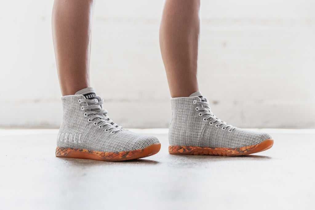 Nobull High-Top Trainer SuperFabric White Heather Orange | 8012-HZWCN