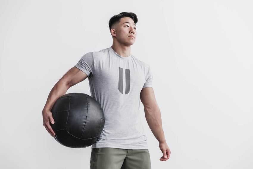 Nobull Horns Tee Tanks & Tees Light Heather Grey | 9153-BLCAY