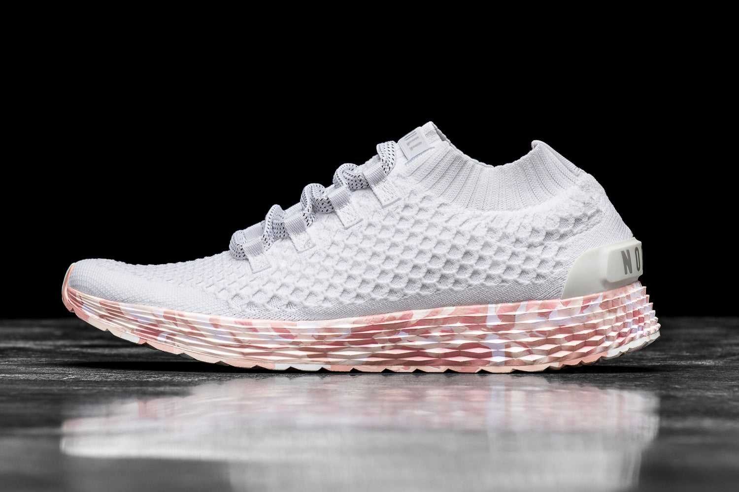 Nobull Knit Runner Knit White Wild Rose | 9823-ZXVTC