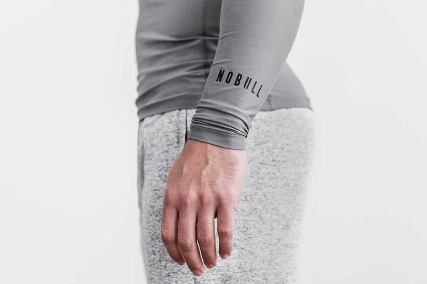 Nobull Lightweight Compression Long Sleeve Tanks & Tees Dark Grey | 2410-ZRLOM