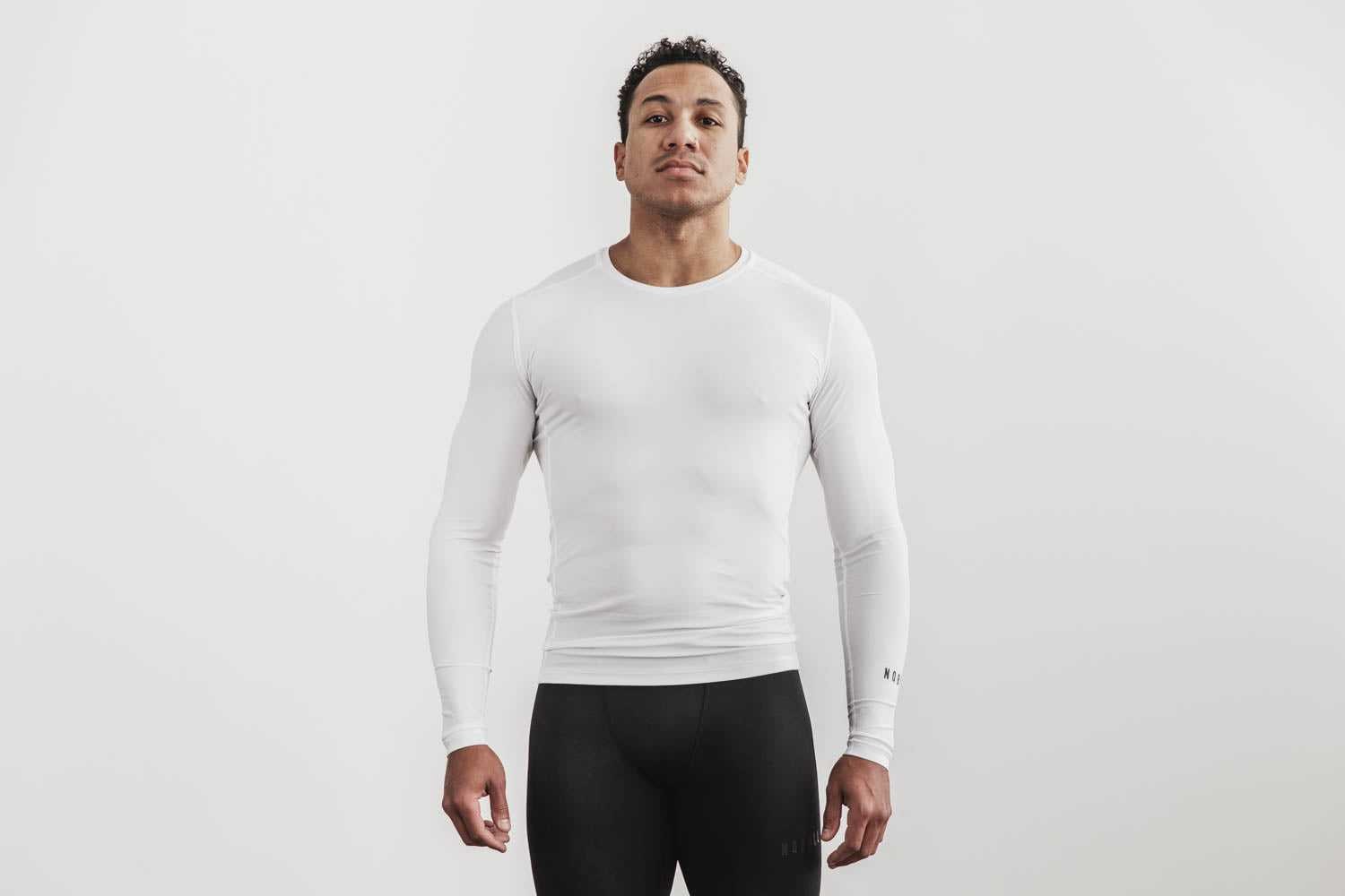 Nobull Lightweight Compression Long Sleeve Tanks & Tees White | 6429-UZVCF