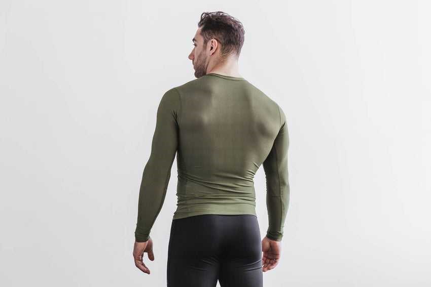 Nobull Lightweight Compression Long Sleeve Tanks & Tees Army Green | 8172-NQUHJ