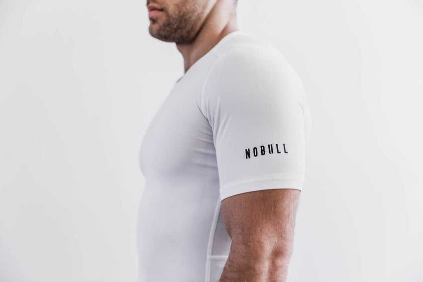 Nobull Lightweight Compression Short Sleeve Tanks & Tees White | 8620-YRPHV