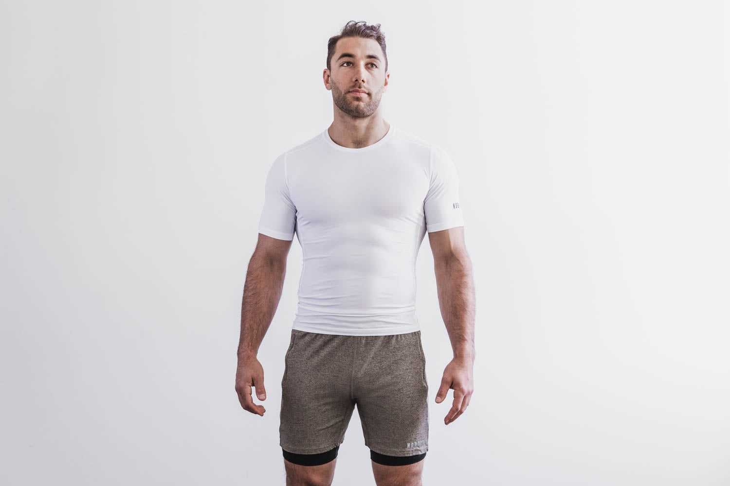 Nobull Lightweight Compression Short Sleeve Tanks & Tees White | 8620-YRPHV