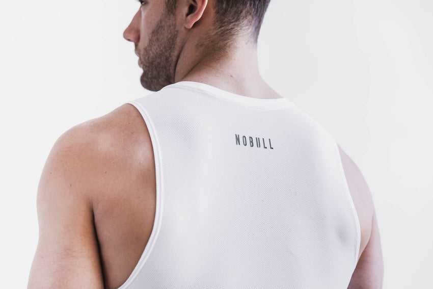 Nobull Lightweight Compression Sleeveless Tanks & Tees White | 7960-LYNTJ