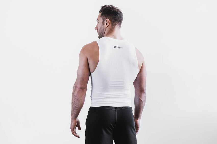 Nobull Lightweight Compression Sleeveless Tanks & Tees White | 7960-LYNTJ