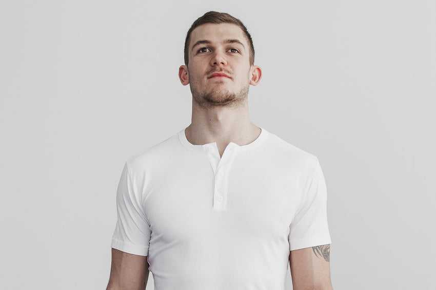 Nobull Lightweight Henley Tee Tanks & Tees White | 2573-PXYOT