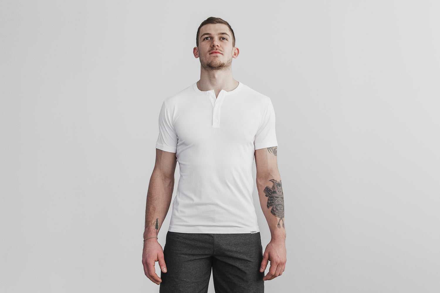 Nobull Lightweight Henley Tee Tanks & Tees White | 2573-PXYOT