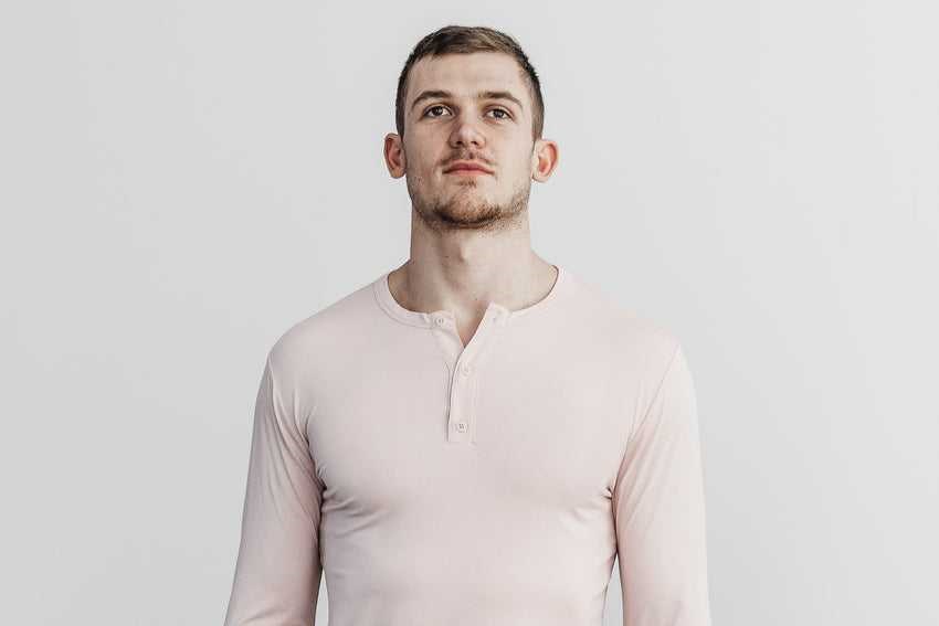 Nobull Lightweight Long Sleeve Henley Tanks & Tees Dusty Rose | 2547-FAKUW