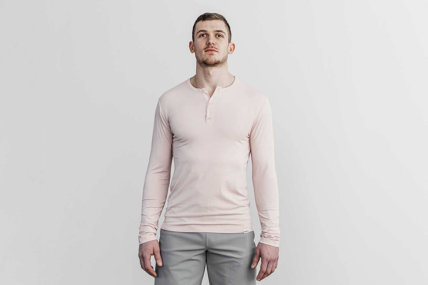 Nobull Lightweight Long Sleeve Henley Tanks & Tees Dusty Rose | 2547-FAKUW