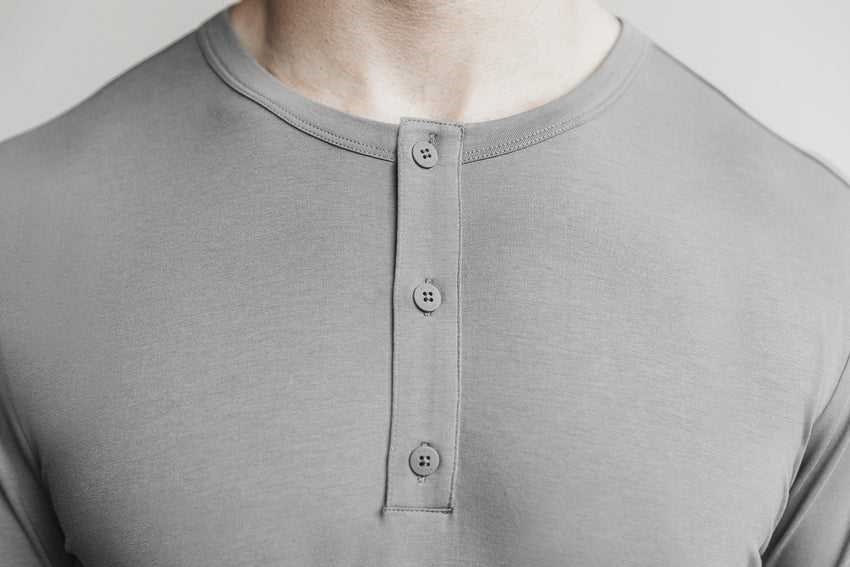 Nobull Lightweight Long Sleeve Henley Tanks & Tees Dark Grey | 7429-FDZLV