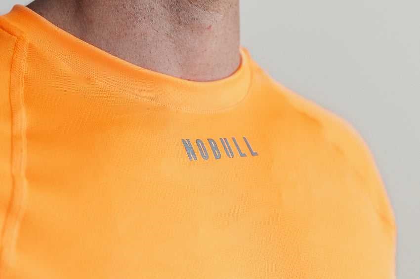 Nobull Lightweight Textured Long Sleeve Tee (Neon Camo) Tanks & Tees Neon Orange Camo | 0396-XTQWD