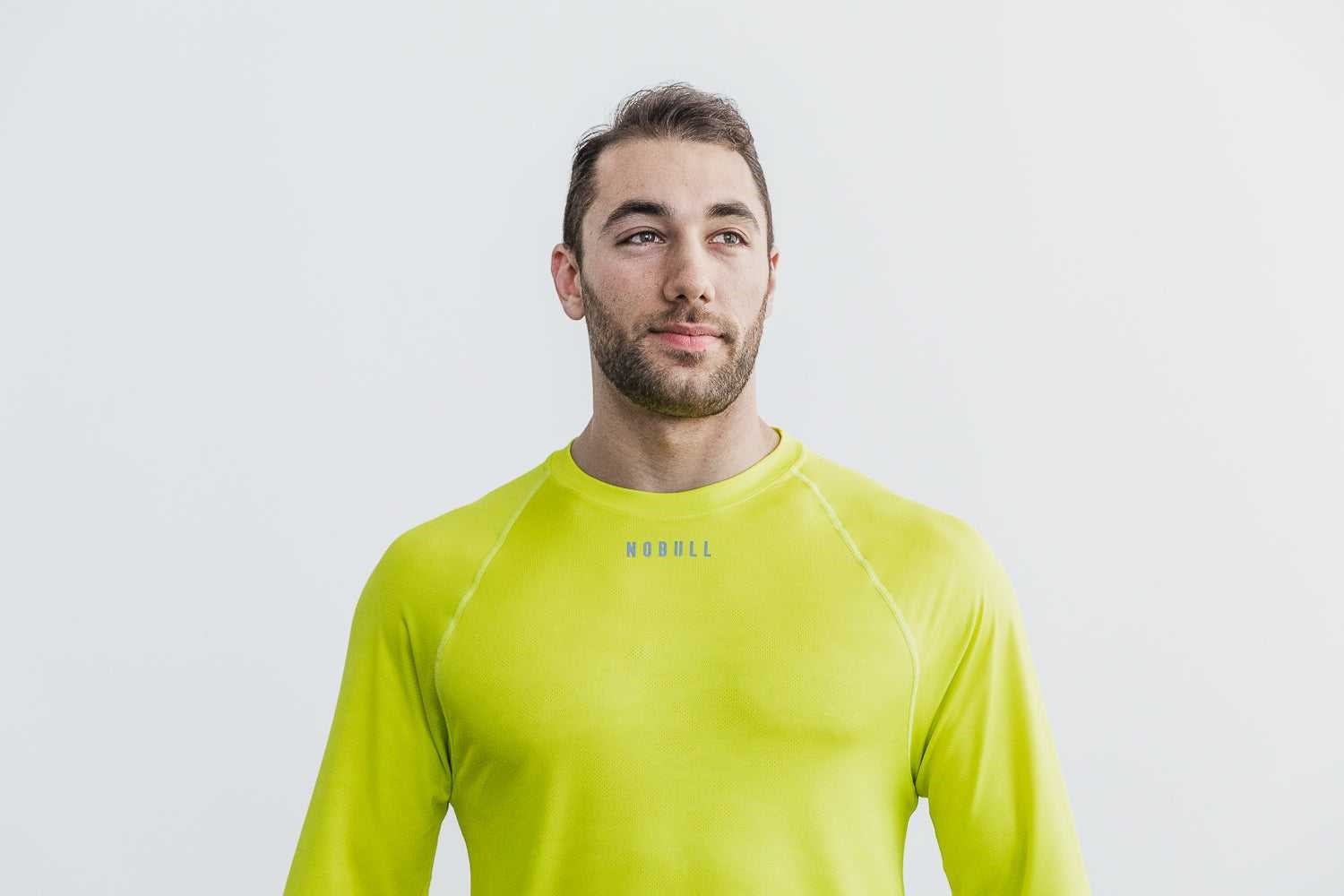 Nobull Lightweight Textured Long Sleeve Tee (Neon Camo) Tanks & Tees Neon Yellow Camo | 7029-GWACF