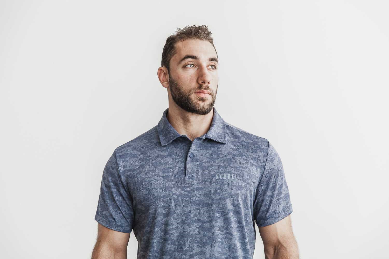 Nobull Lightweight Textured Polo (Camo) Tanks & Tees Navy Camo | 1360-KWBND