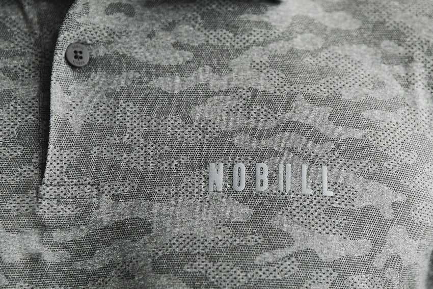 Nobull Lightweight Textured Polo (Camo) Tanks & Tees Black Camo | 3862-HCKNJ