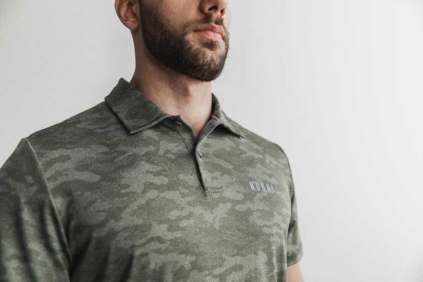 Nobull Lightweight Textured Polo (Camo) Tanks & Tees Army Camo | 6418-DXVTL