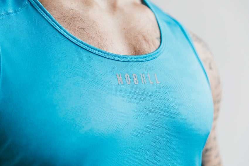 Nobull Lightweight Textured Tank (Neon Camo) Tanks & Tees Neon Blue Camo | 9786-JIDBK