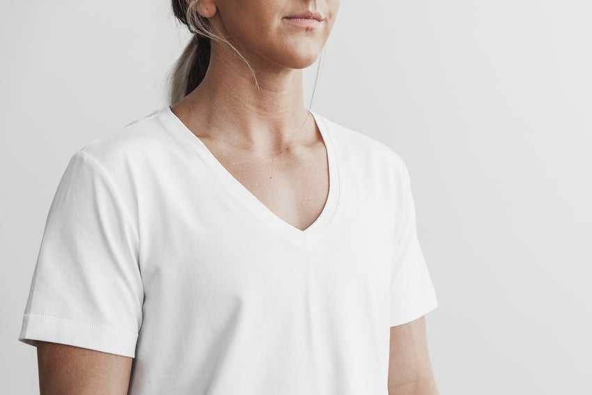 Nobull Lightweight V-Neck Tee Tanks & Tees White | 4182-VXIFD