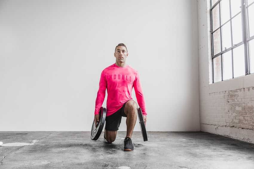 Nobull Long Sleeve Tee (Neon Camo) Tanks & Tees Neon Pink Camo | 1086-KABZY