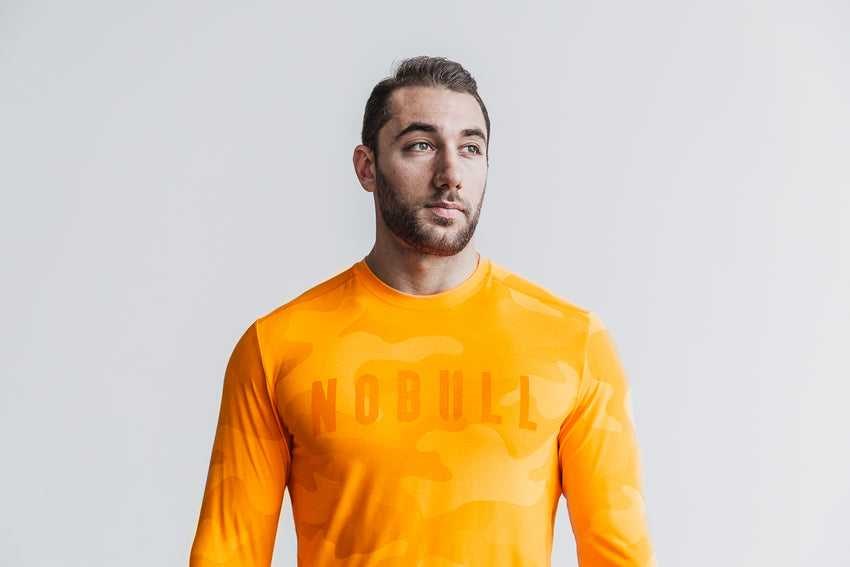 Nobull Long Sleeve Tee (Neon Camo) Tanks & Tees Neon Orange Camo | 9752-WZECL