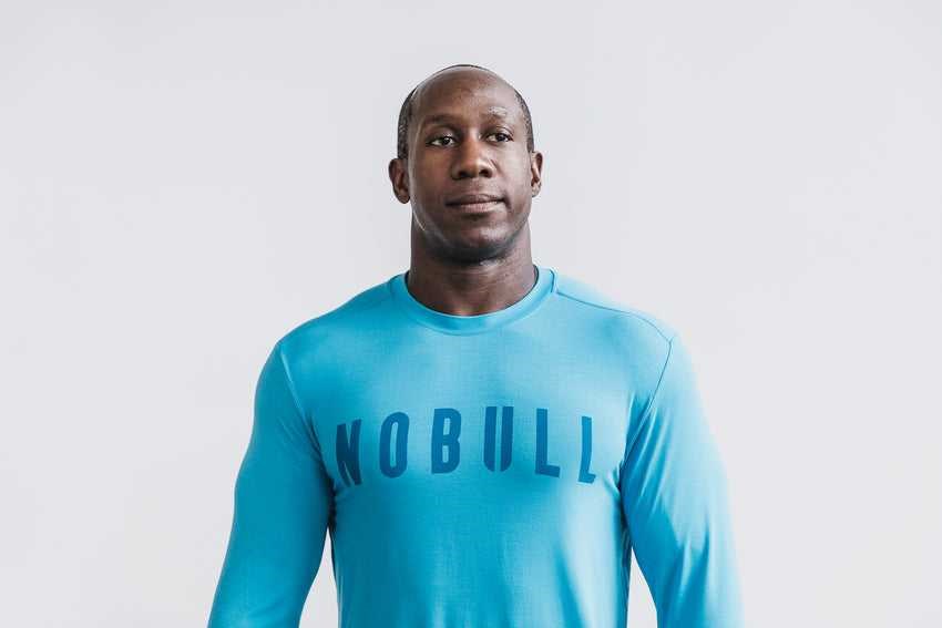 Nobull Long Sleeve Tee (Neon) Tanks & Tees Neon Blue | 0147-UFMEA