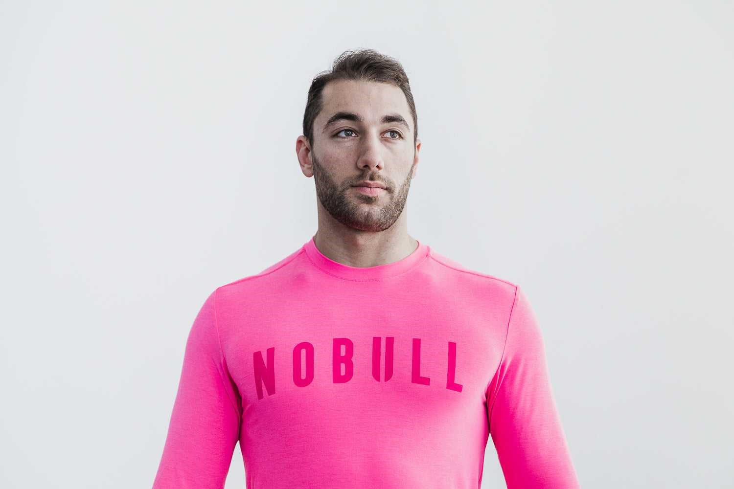 Nobull Long Sleeve Tee (Neon) Tanks & Tees Neon Pink | 0371-ECKXY