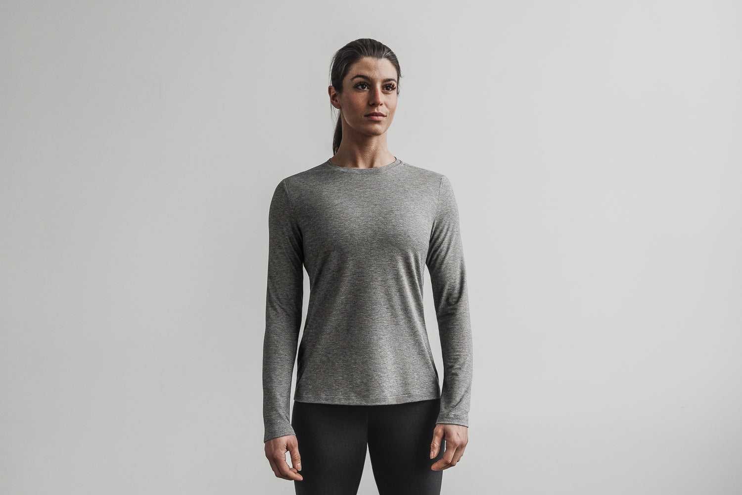 Nobull Long Sleeve Tee Tanks & Tees Heather Grey | 2168-WOZKQ