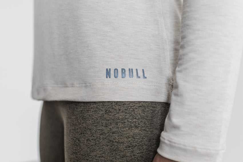 Nobull Long Sleeve Tee Tanks & Tees Oatmeal | 3689-YJTVB