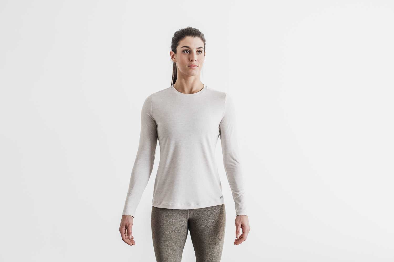 Nobull Long Sleeve Tee Tanks & Tees Oatmeal | 3689-YJTVB