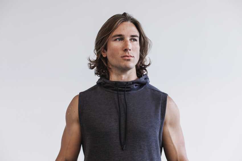 Nobull Microplush Sleeveless Hoodie Outerwear Nightfall | 0246-CWLMV